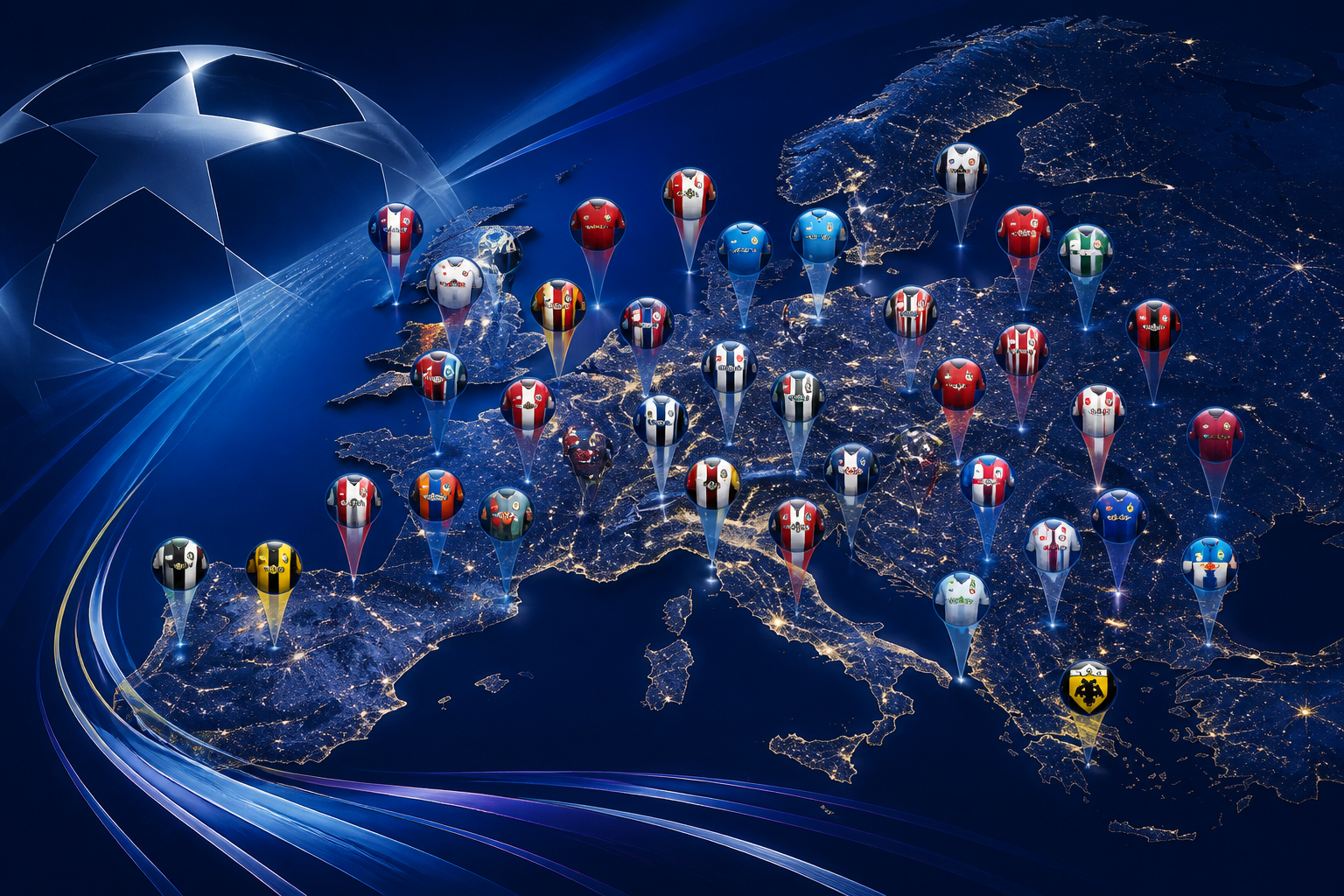 Le 36 squadre della fase campionato di Champions League 2026/27