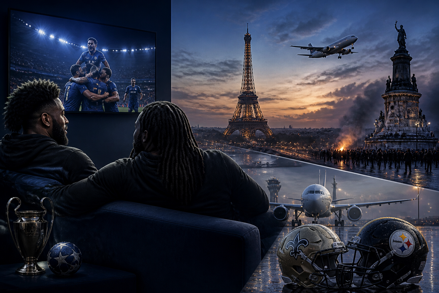 I giocatori dei Saints assistono alla vittoria del PSG mentre Parigi si prepara alla partita NFL
